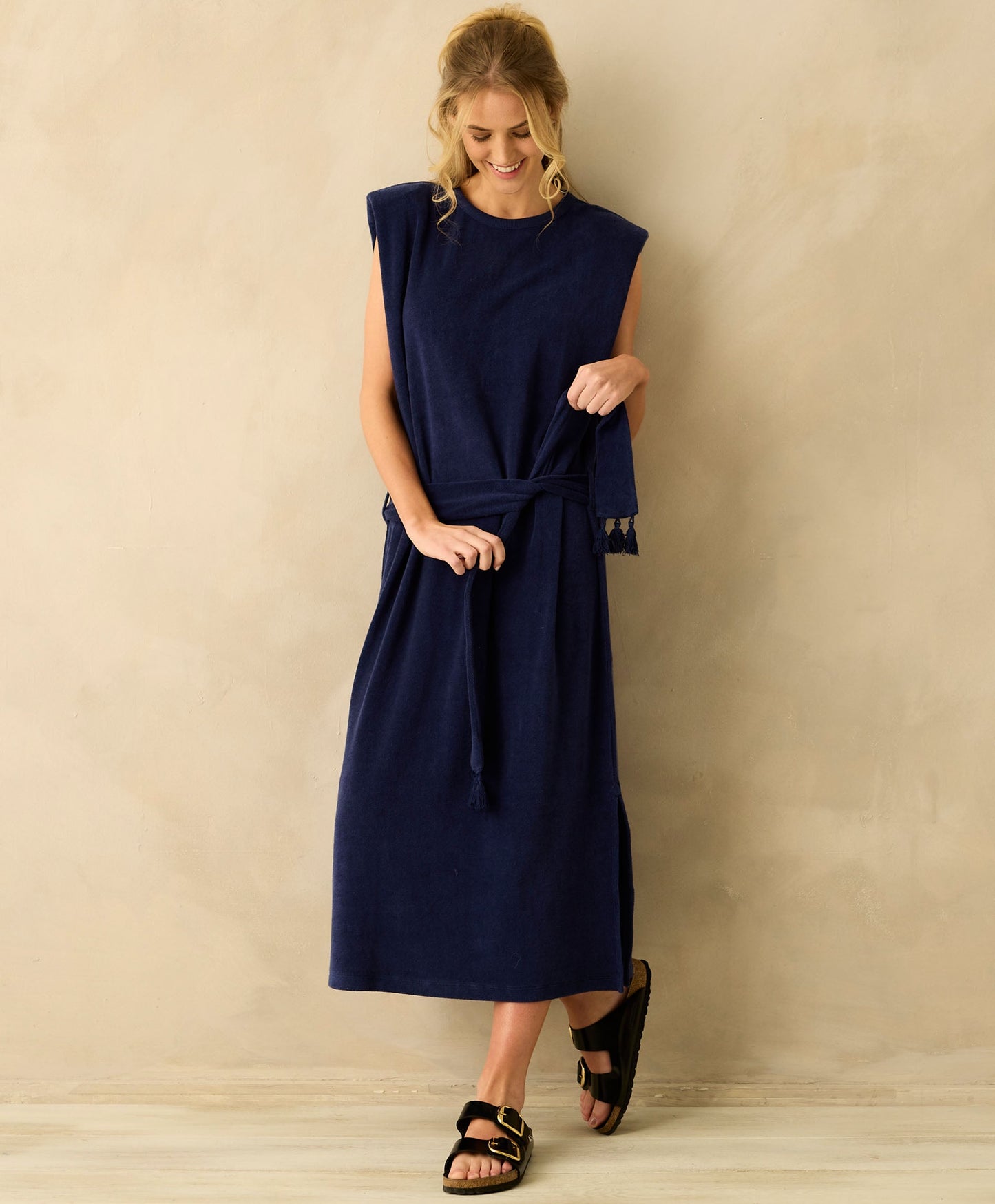 Towelling Shoulder Pad Dress